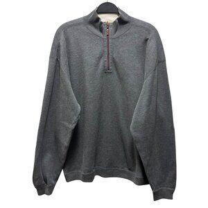 Tommy Bahama Gray 1/4 Zip Pullover Sweater Reversible Size XL Mens Knitwear